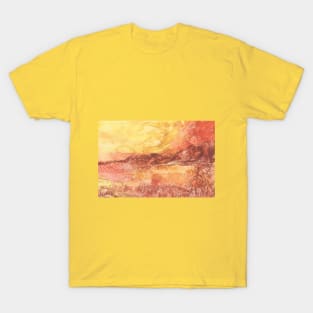 Beautiful landscape, nature. Encaustic wax art. Painting drawing T-Shirt